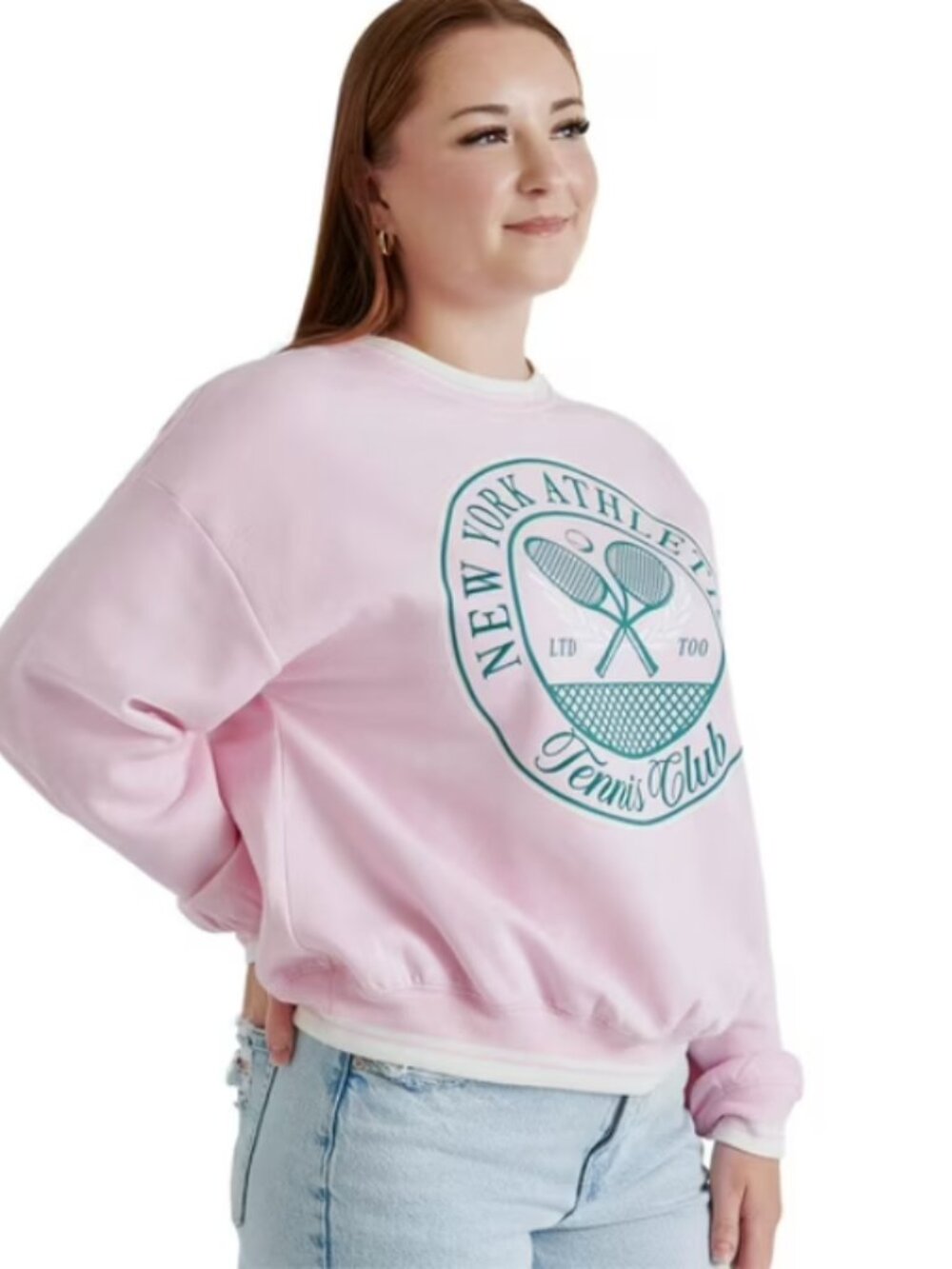 Limited Too Women Pink New York Athletics Tennis Club Graphic Sweatshirt Size M